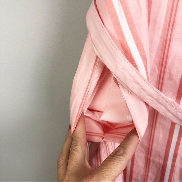 DRAPER JAMES | Ruffle Striped Belted Pink Dress Women’s Size X-Small - Picture 7 of 13